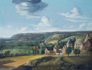 Utsikt över Potrel Manor, nära Dragey i Normandie